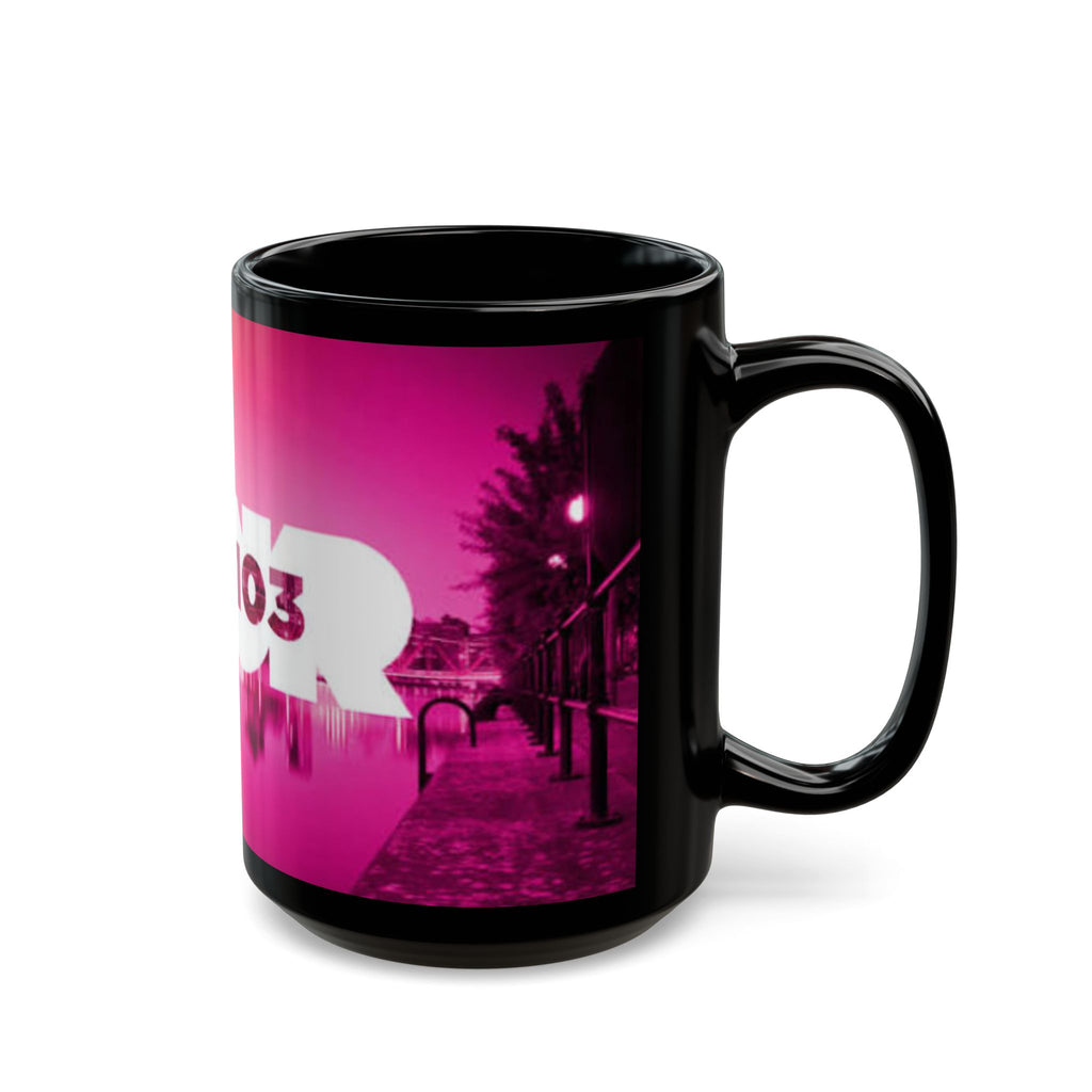 Black Mug — Key 103 Pink Cityscape Coffee Mug (11oz/15oz)
