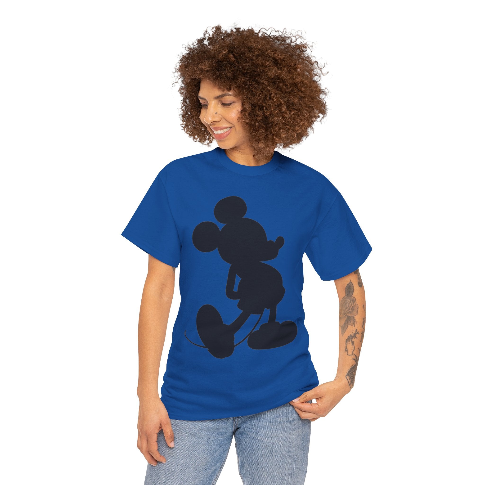 Mickey Mouse Silhouette Graphic Tee — Retro Cartoon Shadow T-Shirt