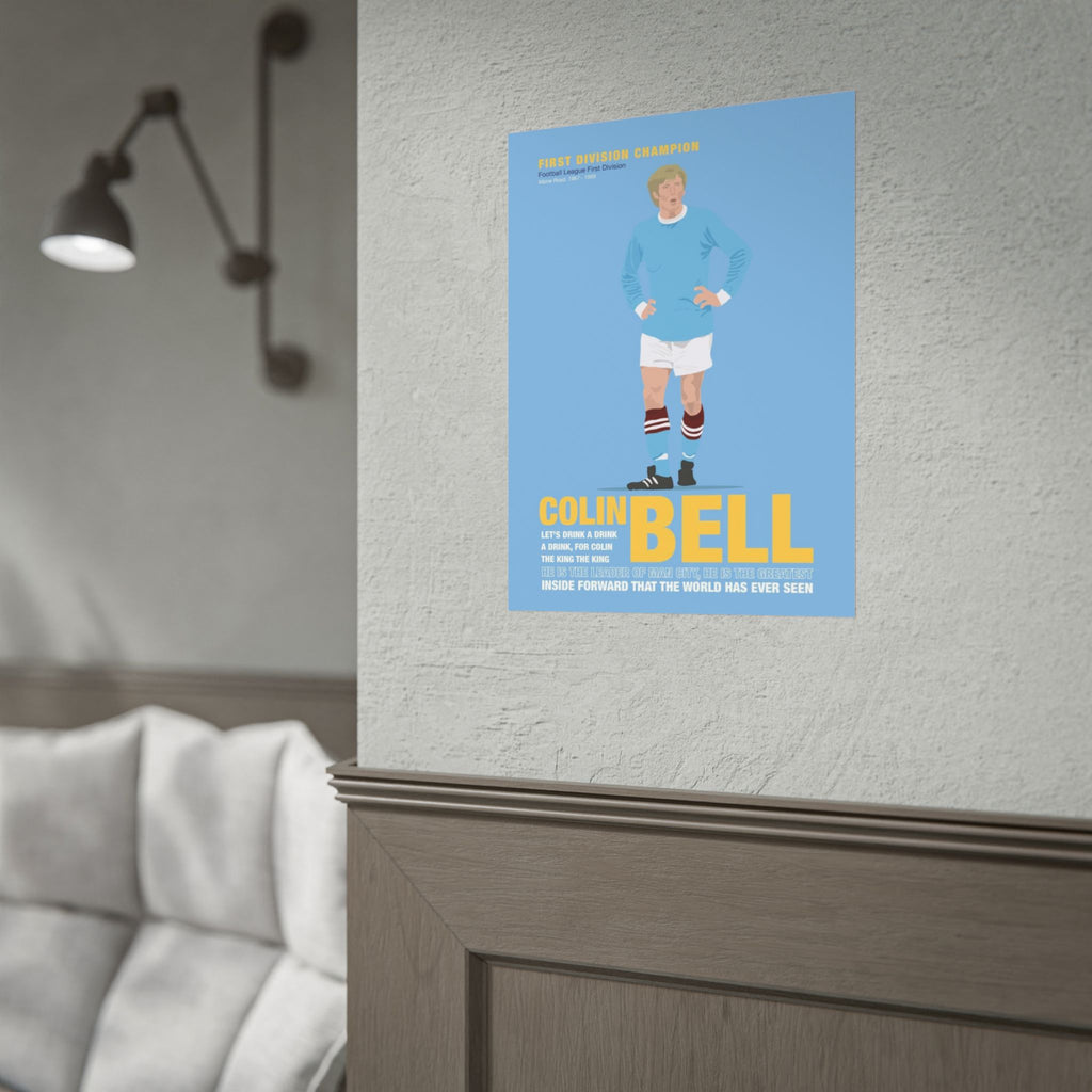 Colin Bell Football Poster — Retro Manchester City Vintage Player Print (Rolled Poster)