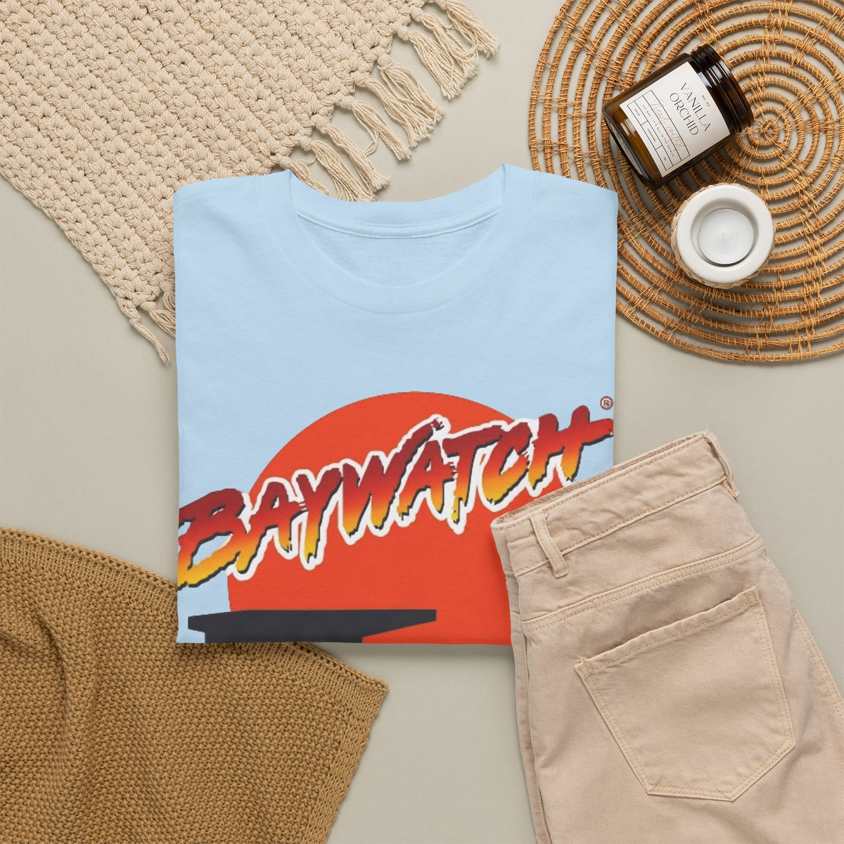 Baywatch Lifeguard Sunset Cotton T-Shirt
