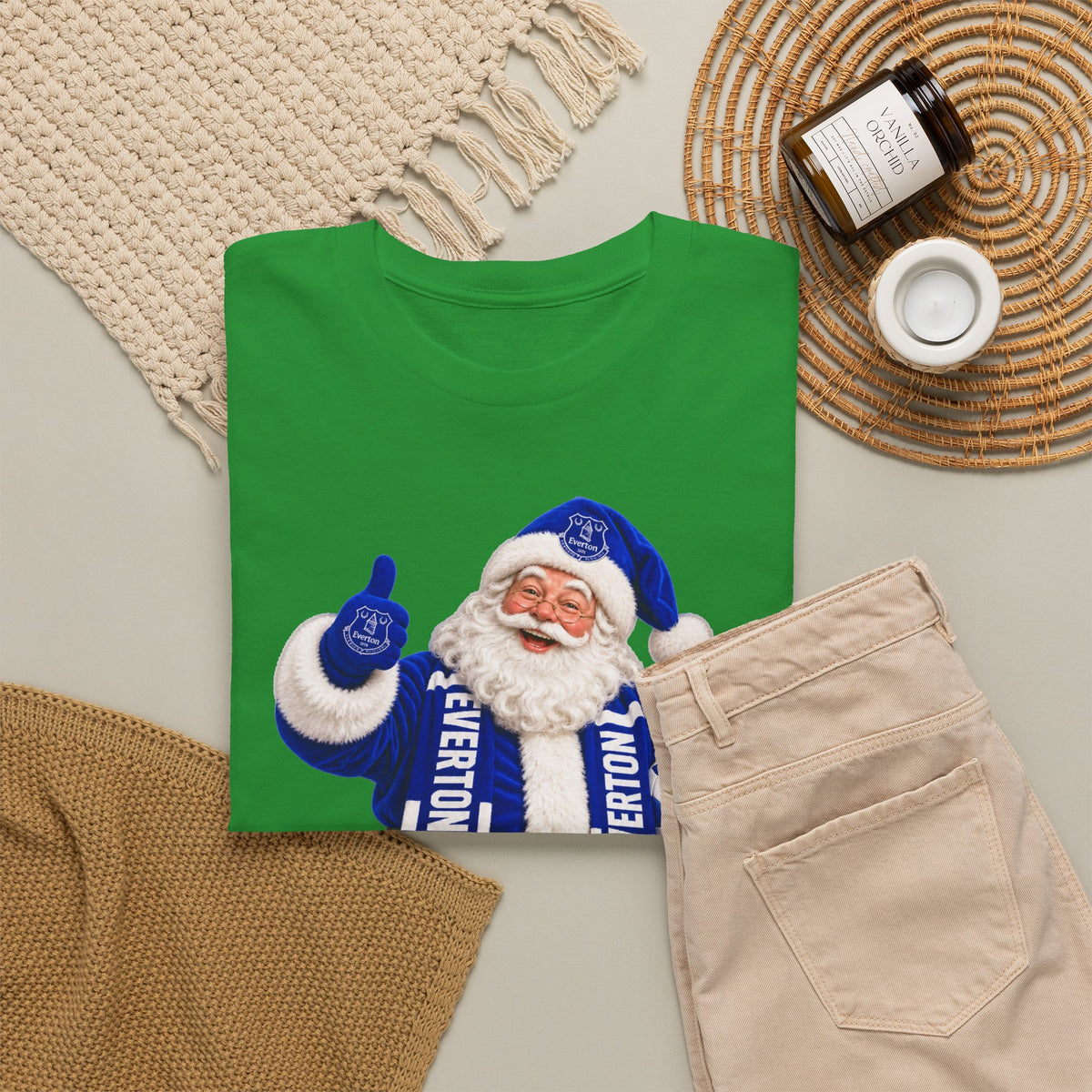 Everton Santa Scarf Christmas Tee - Holiday Vintage Santa T-Shirt