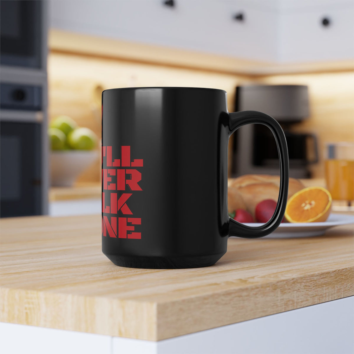 You'll Never Walk Alone Black Mug — Liverpool FC Red Crest Coffee Cup (11oz/15oz)