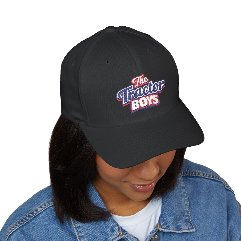 Embroidered 'The Tractor Boys' Structured Cap - Retro Red & Blue Logo
