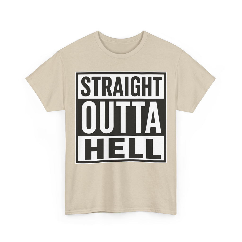 Straight Outta Hell T-Shirt — Bold Gothic Graphic Tee