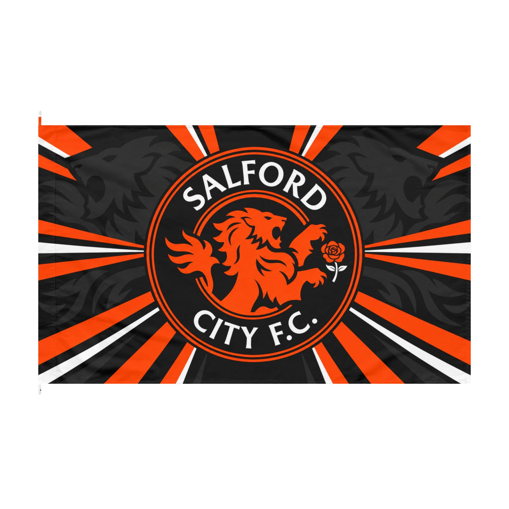 Salford City F.C. Double-Sided Supporters Flag — Lion Crest Football Banner