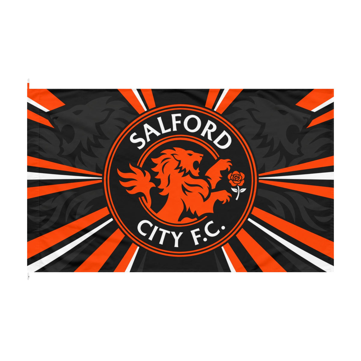 Salford City F.C. Double-Sided Supporters Flag — Lion Crest Football Banner