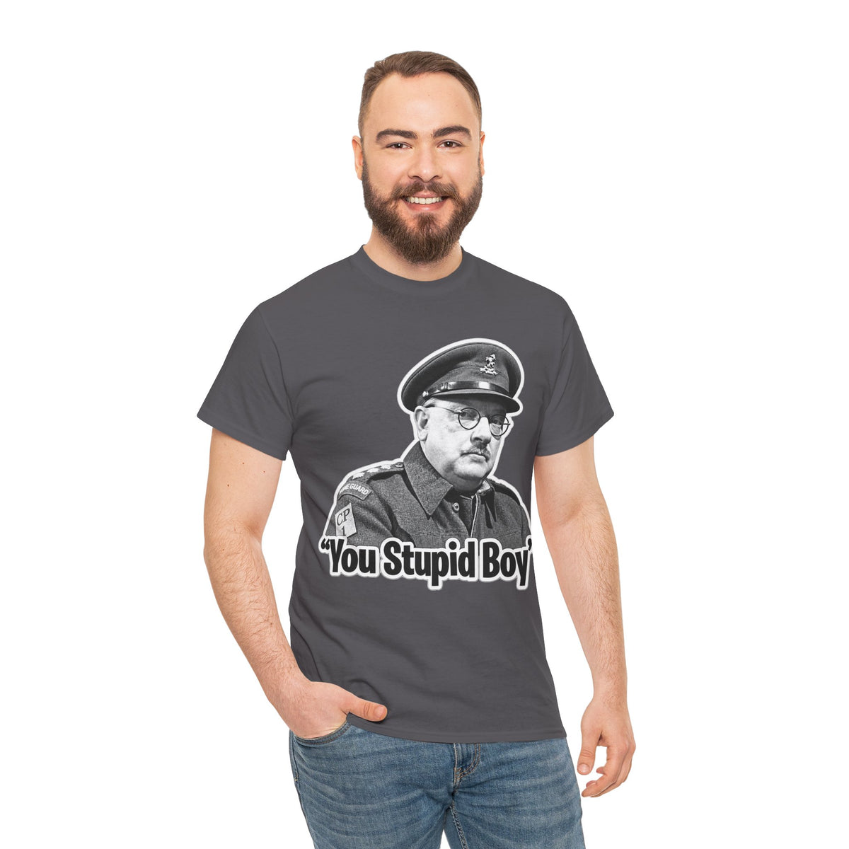 Dads Army Inspired You Stupid Boy T-Shirt — Vintage Cop Illustration Funny Graphic Tee