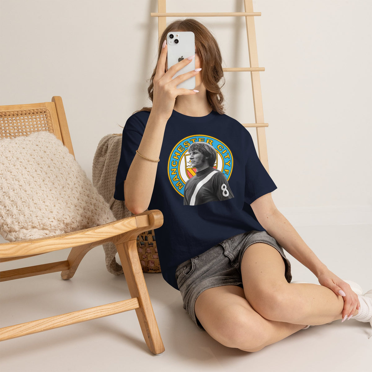 Colin Bell Manchester City Retro Player Portrait Cotton Tee