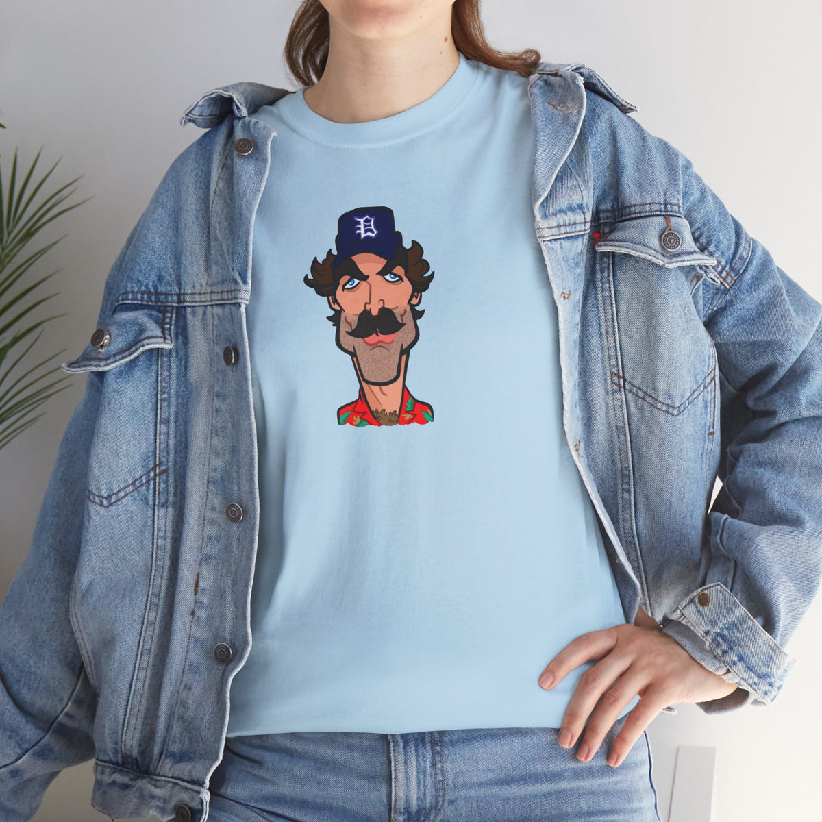 Magnum PI Retro Caricature T-Shirt — Retro Mustache Hat Portrait Tee