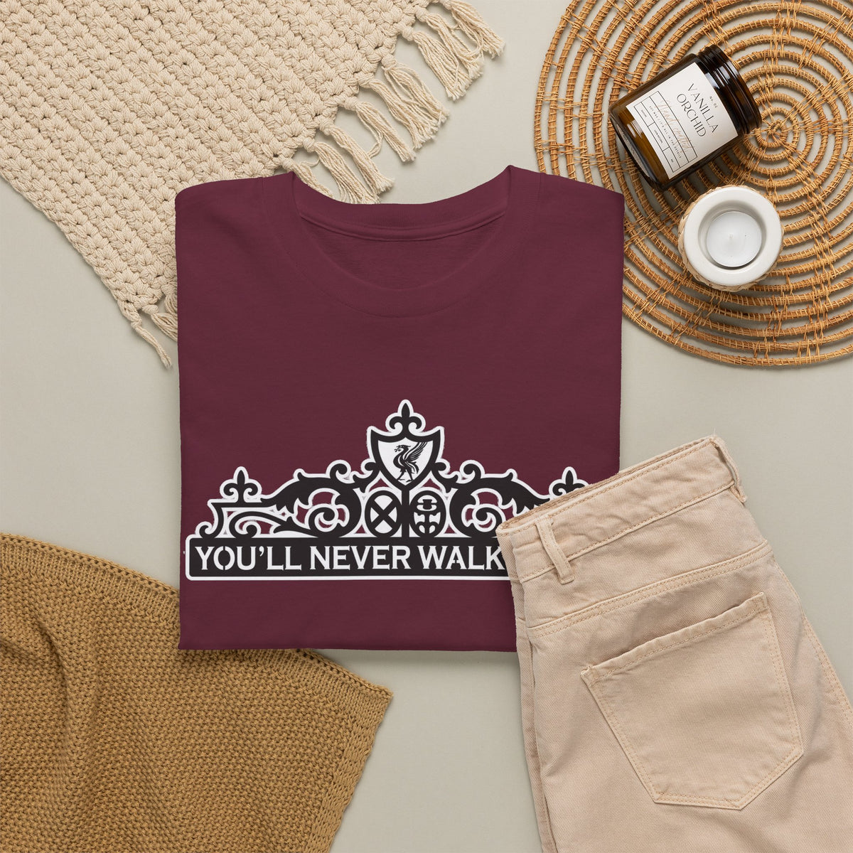 You'll Never Walk Alone T‑Shirt — Liverpool FC Crest Cotton Tee