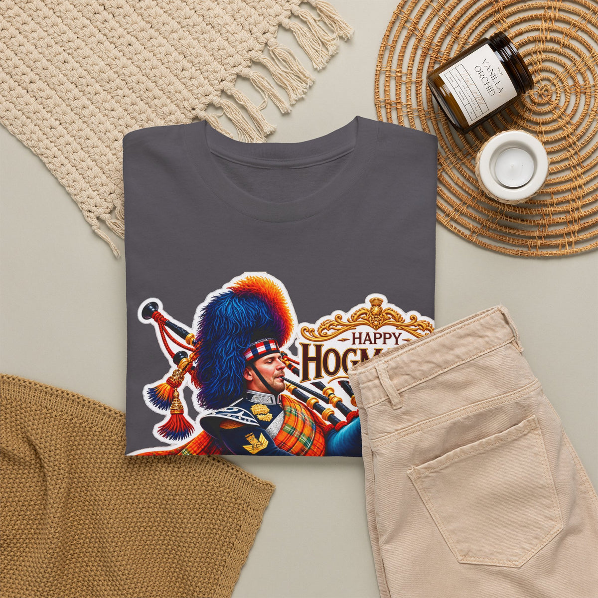 Hogmanay Bagpiper T‑Shirt — Happy Hogmanay Scottish New Year Tee