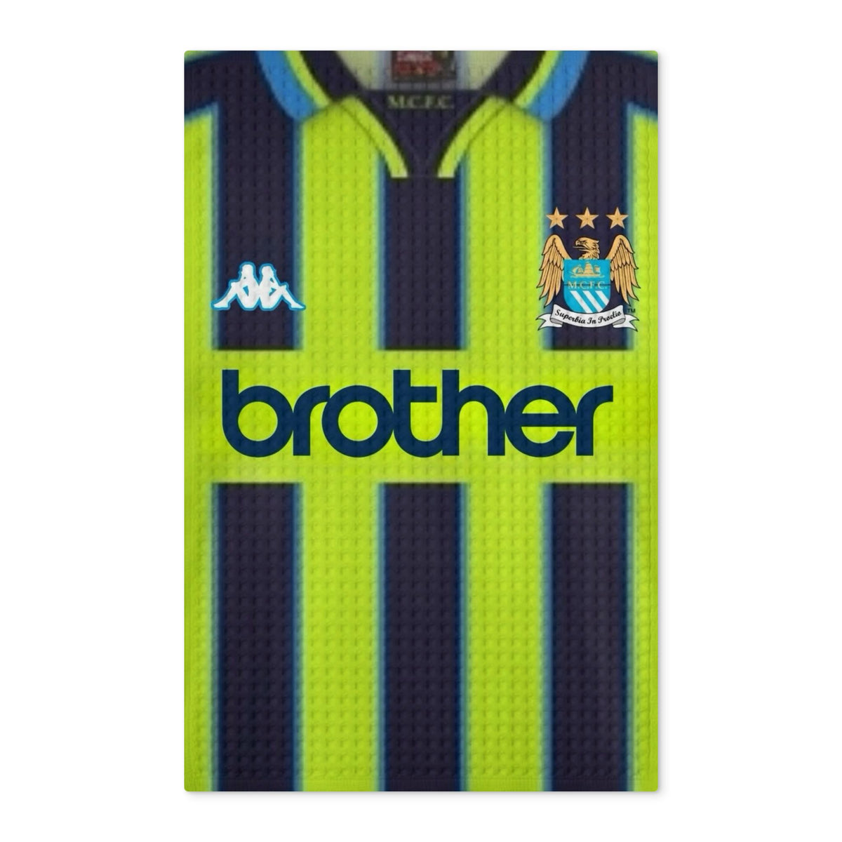 Manchester City 1999 Wembley Away Shirt Waffle Tea Towel — Double-Sided Retro Kit Design