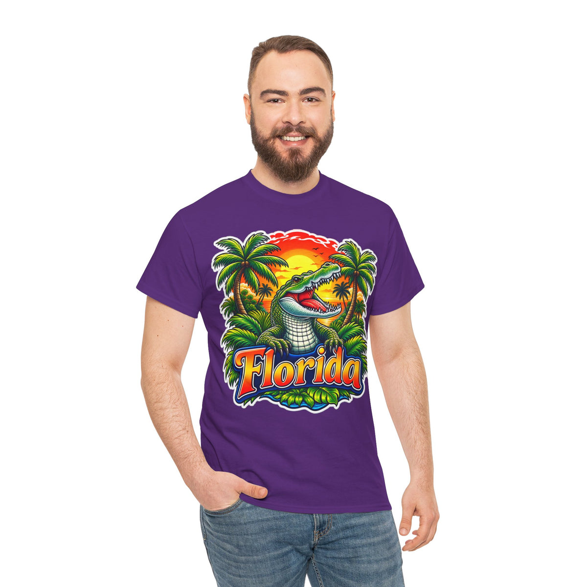 Florida Gator Sunset T-Shirt — Tropical Palm Beach Vacation Tee