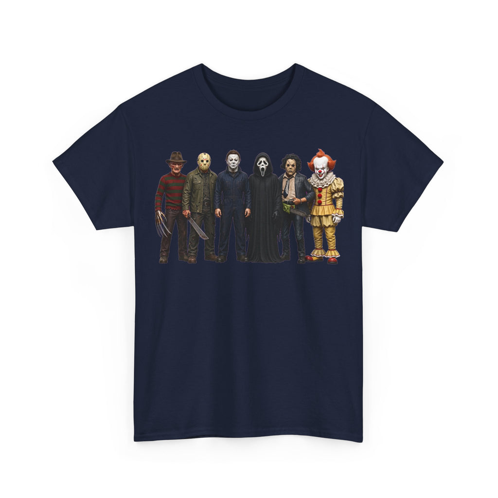 Horror Icons Lineup T‑Shirt – Freddy, Jason, Michael, Ghostface & Pennywise Tee