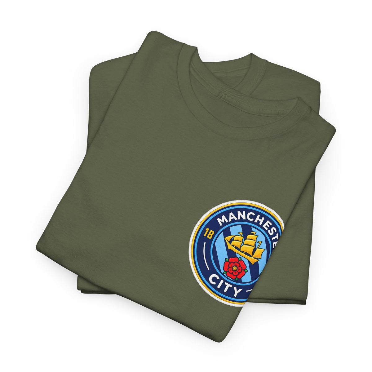 Manchester City Inspired Crest T‑Shirt – Circular Badge Chest Logo Tee