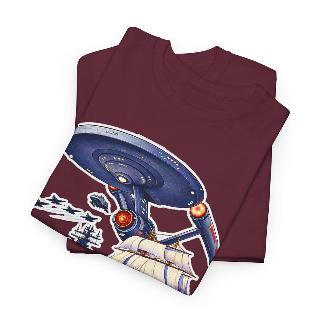 Nautical Starship Called Enterprise T-Shirt — Vintage Sailing Ship Meets Spaceship Graphic Tee