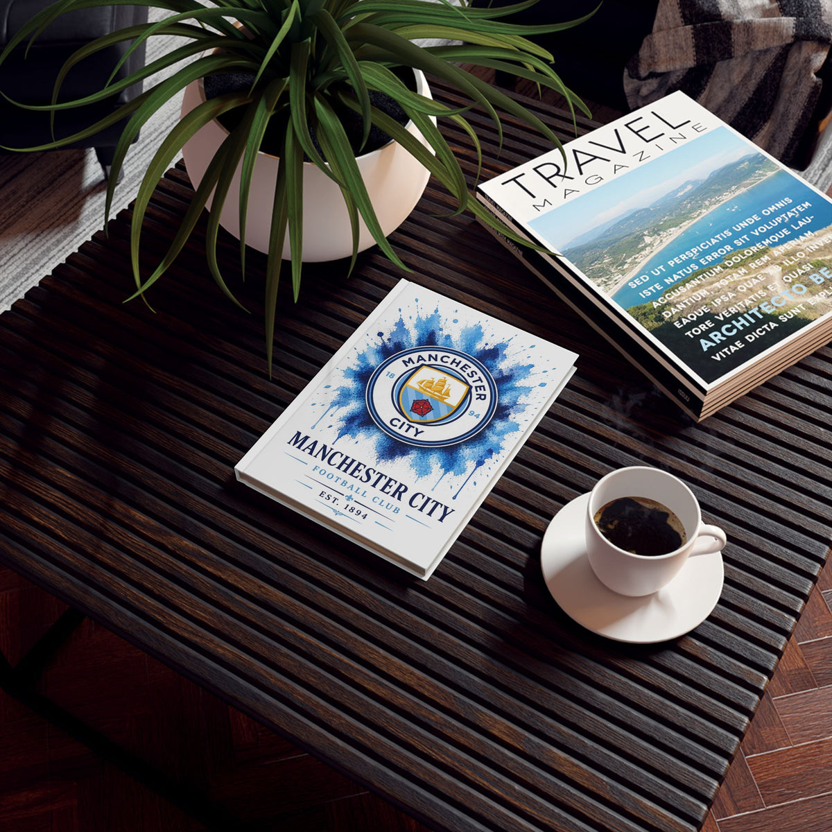 Manchester City Hardback Journal — Watercolor Crest Notebook for Fans