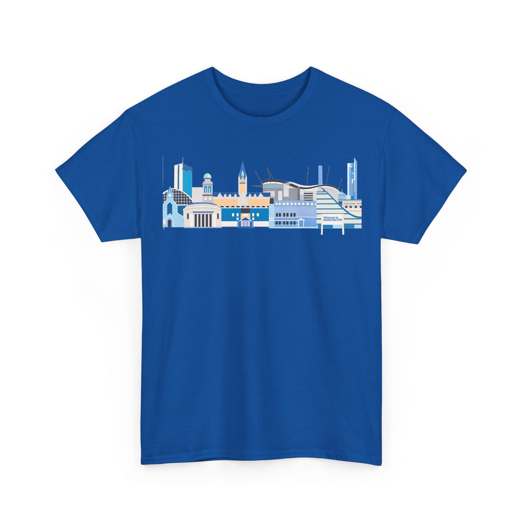 Manchester City Skyline Tee — Minimal Blue Urban Landscape T‑Shirt