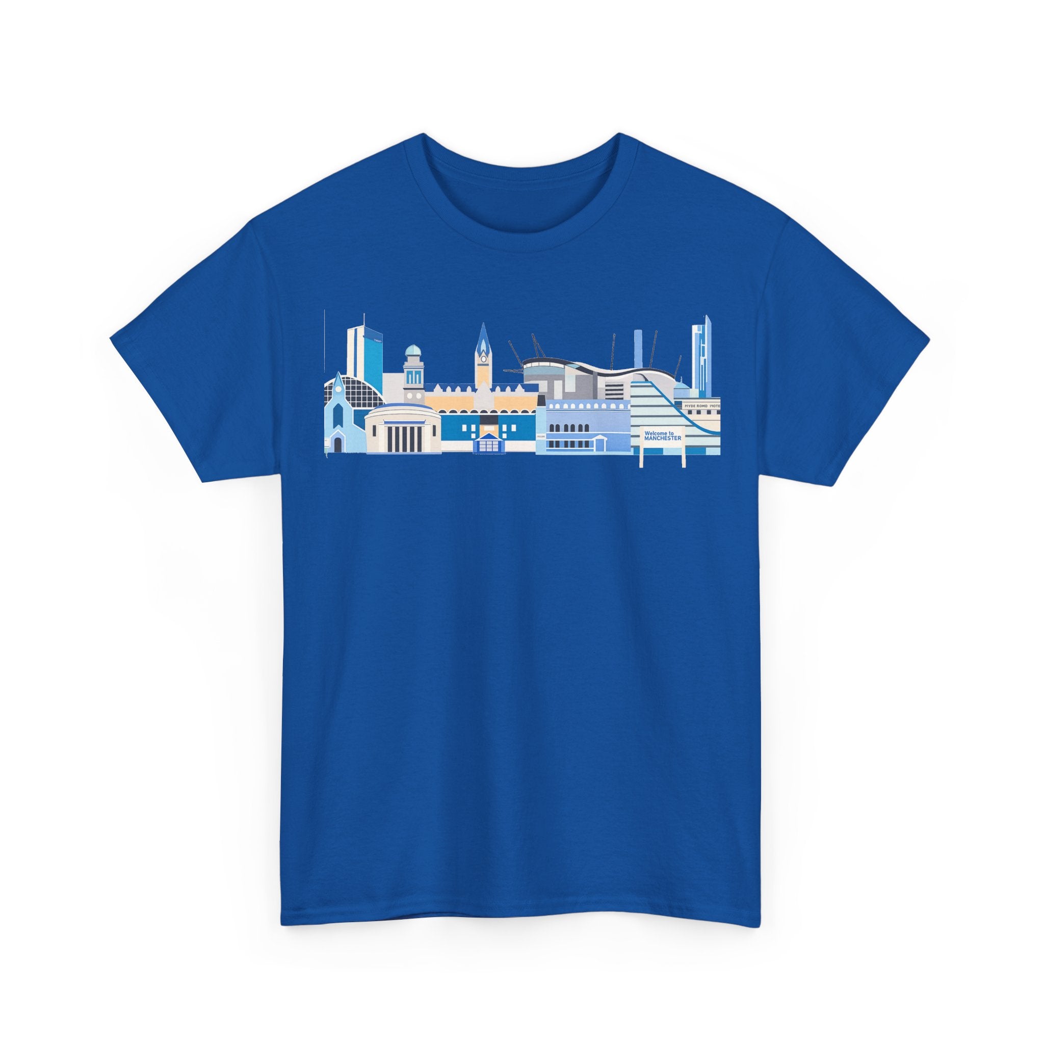 Manchester City Skyline Tee — Minimal Blue Urban Landscape T‑Shirt