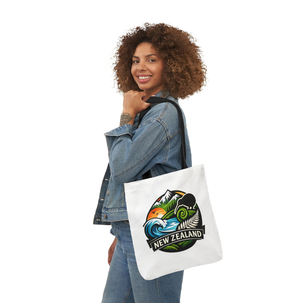 New Zealand Scenic Tote Bag — Kiwi, Mountains & Waves Canvas Tote