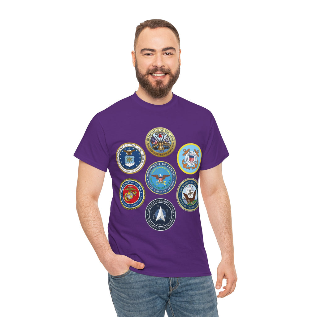 Military Branch Seals T-Shirt — Vintage US Armed Forces Emblems Tee