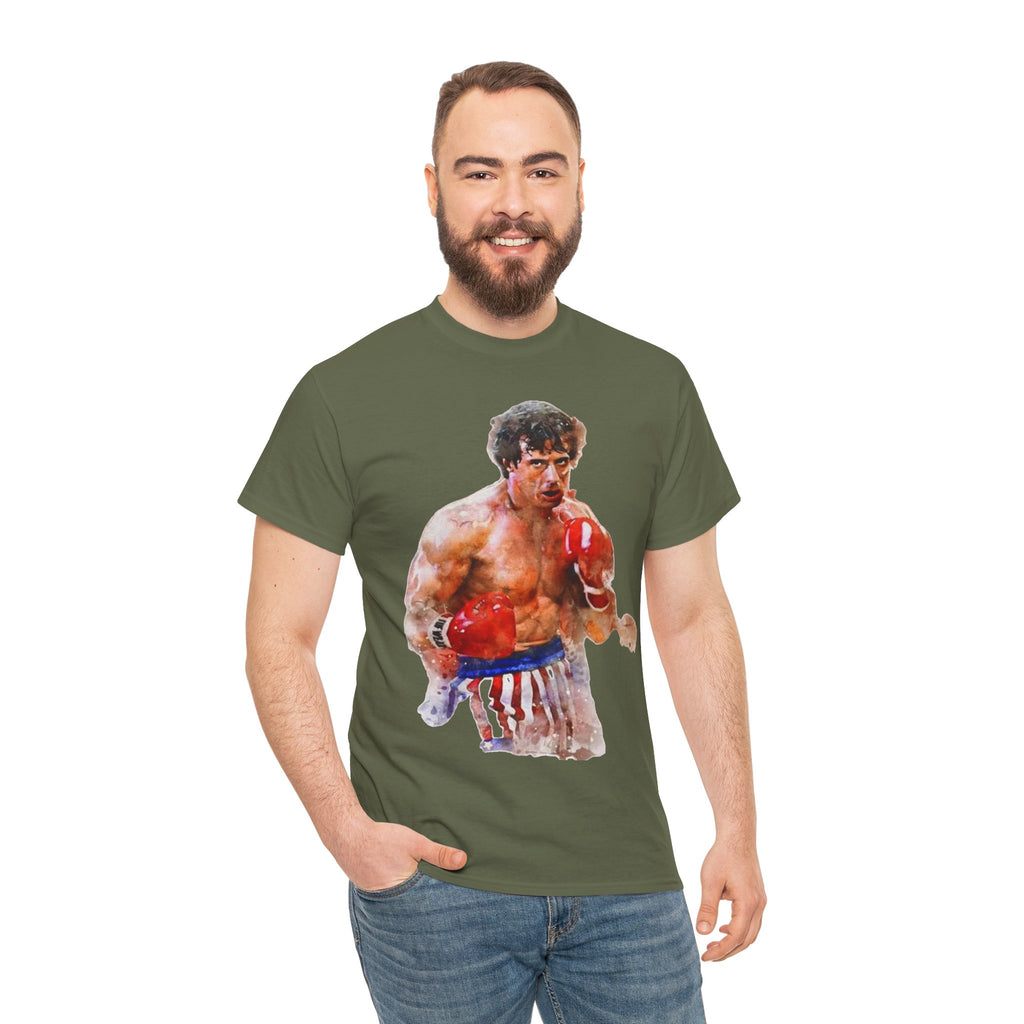 Boxer Rocky Painting T‑Shirt — Vintage American Flag Boxing Tee
