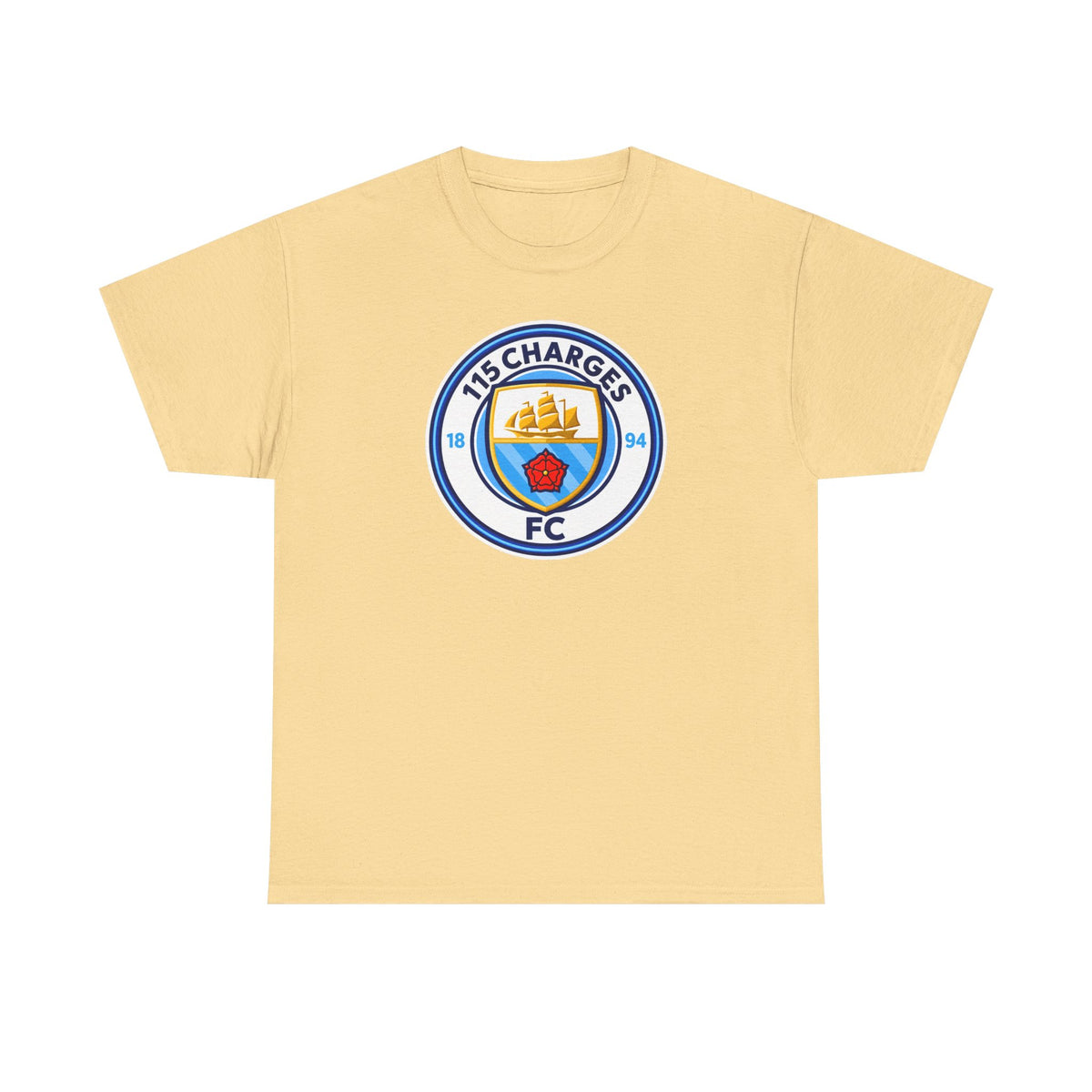 115 Charges FC Crest Cotton Tee — Vintage Blue Club Logo T-Shirt