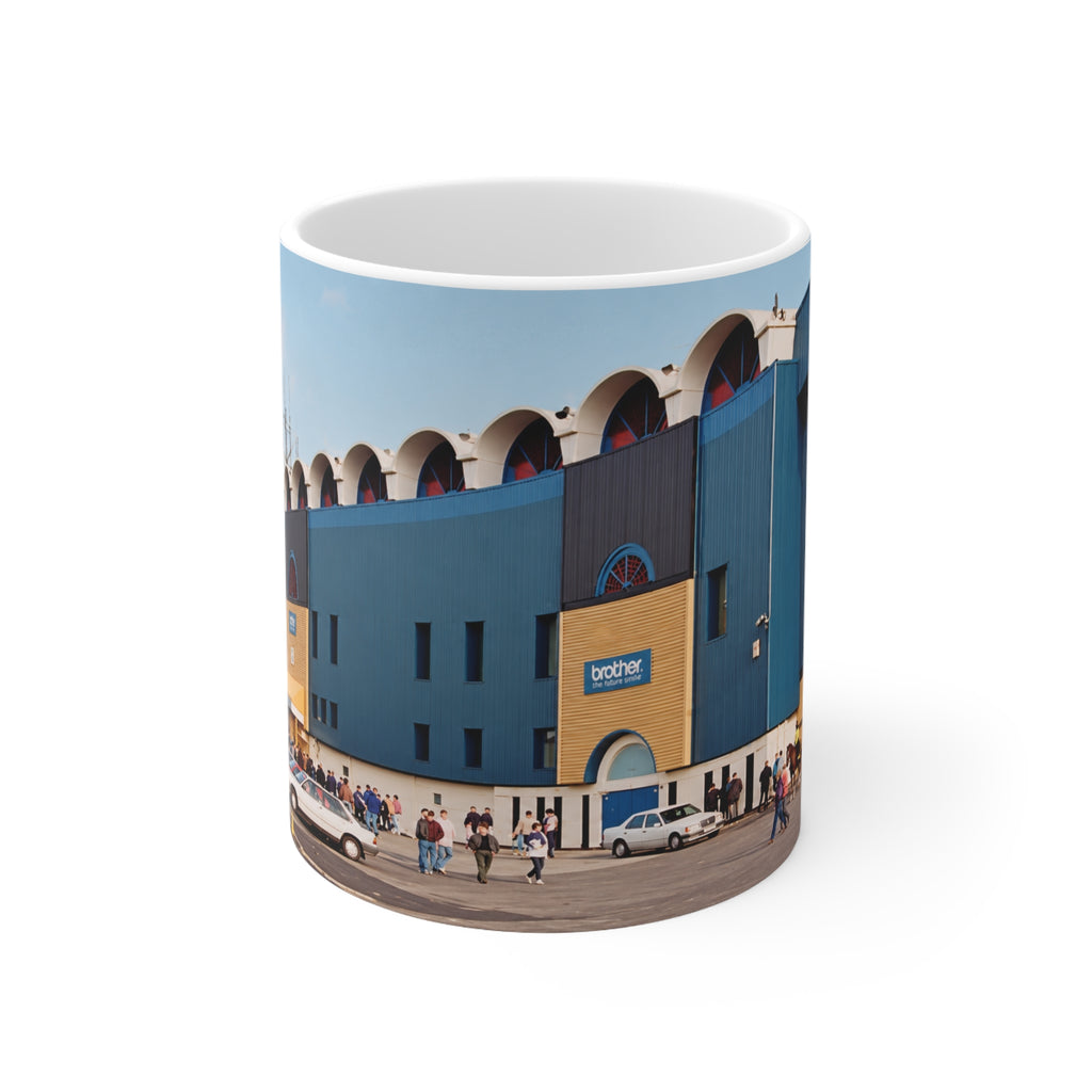 Manchester City Maine Road Main Stand Ceramic Coffee Mug — Vintage Blue Arena Photo (11oz & 15oz)