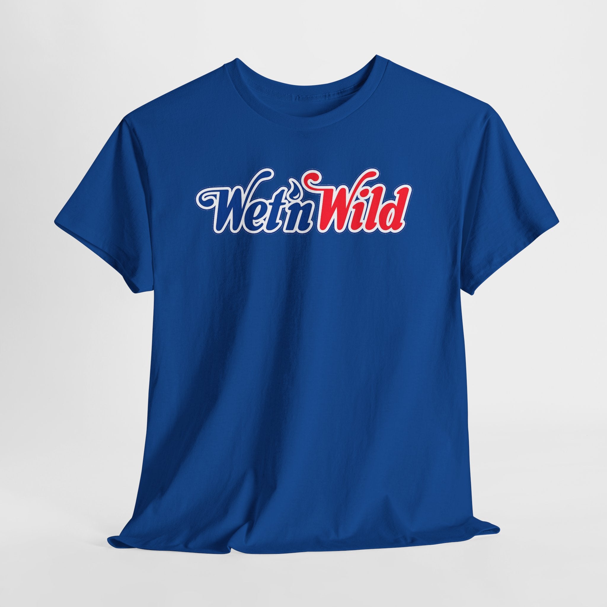 Wet 'n Wild Retro Script T-Shirt — Red & Blue Patriotic Graphic Tee
