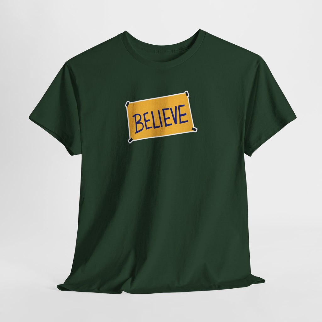 Ted Lasso Inspired Believe Graphic Tee — Inspirational Yellow Patch T-Shirt