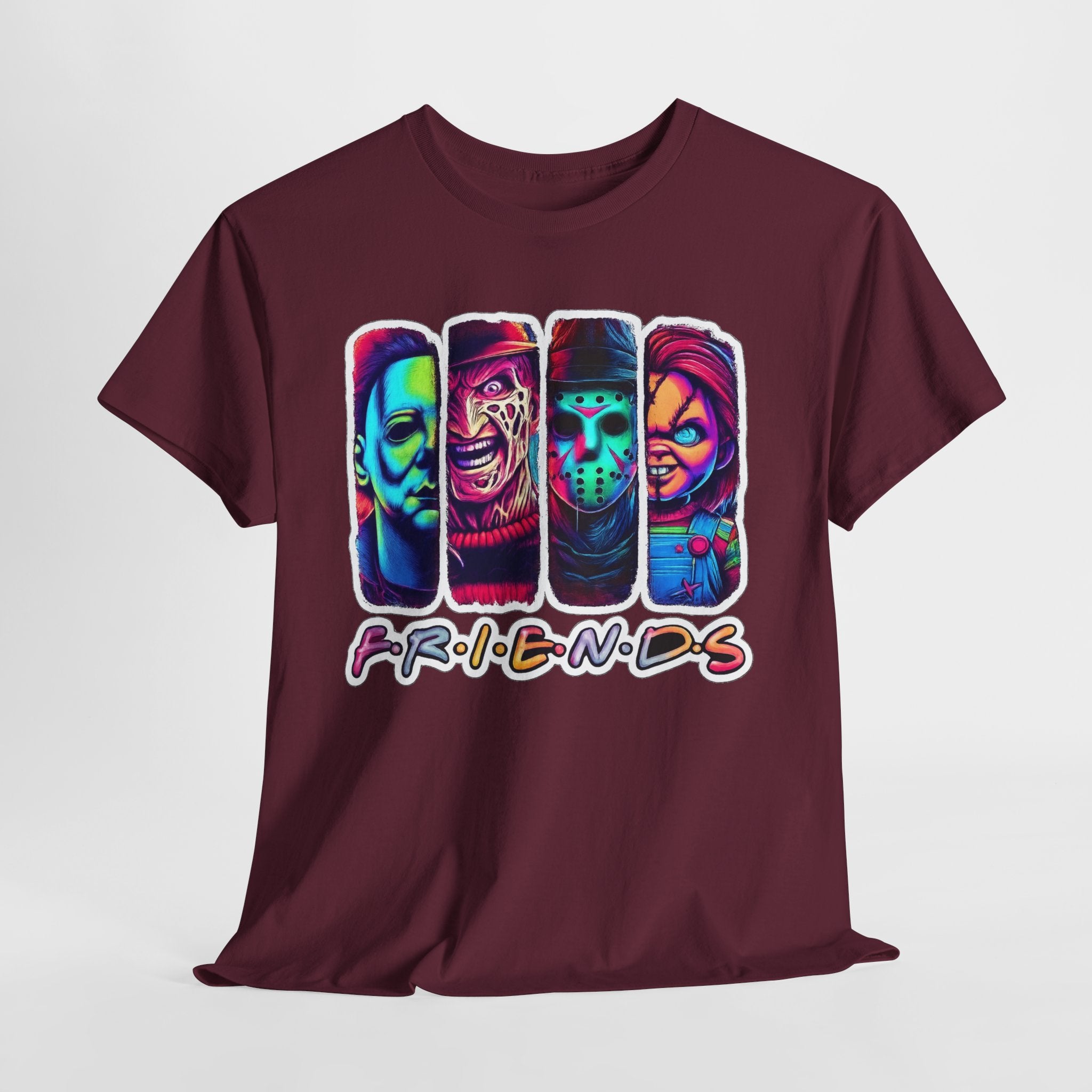 Halloween Horror Icons "Friends" T-Shirt — Neon Retro Slasher Tee