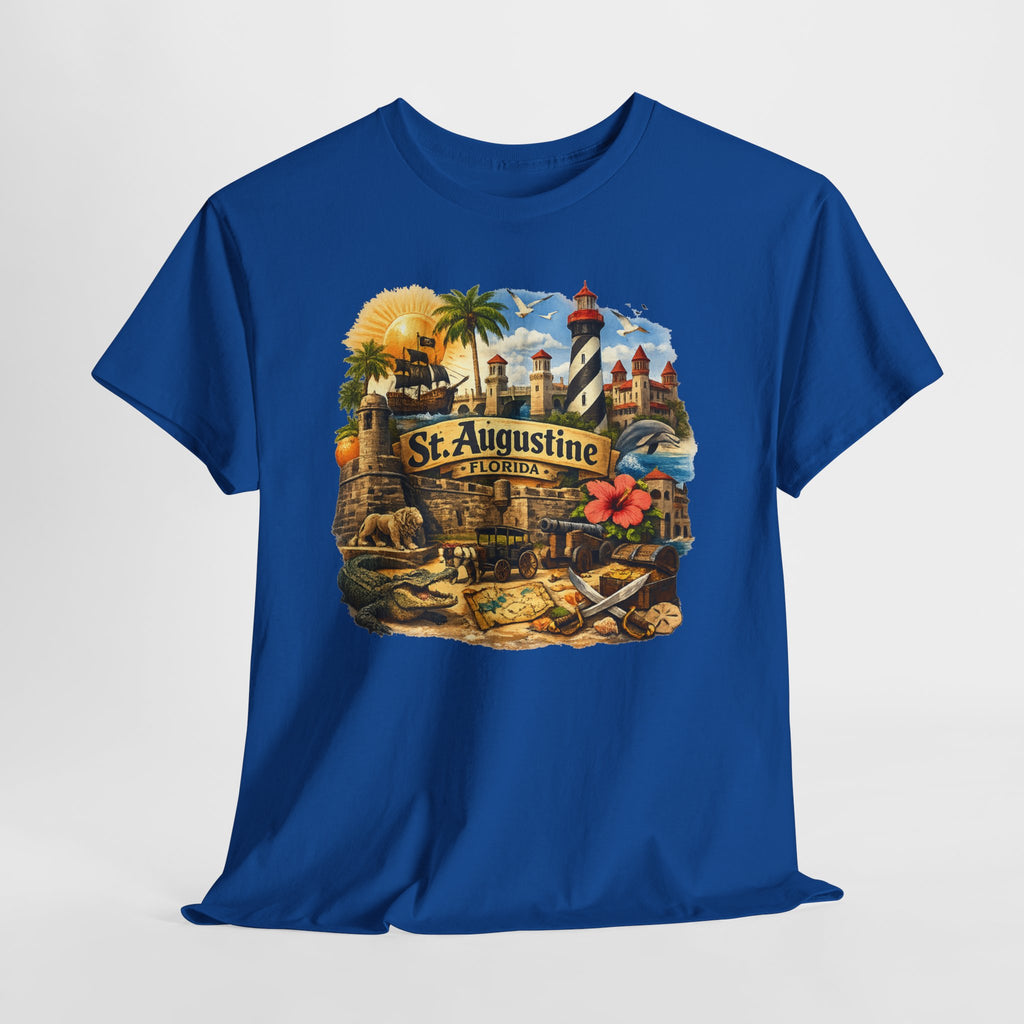 St. Augustine Florida Vintage Travel Tee — Retro Beach & Lighthouse Souvenir T-Shirt