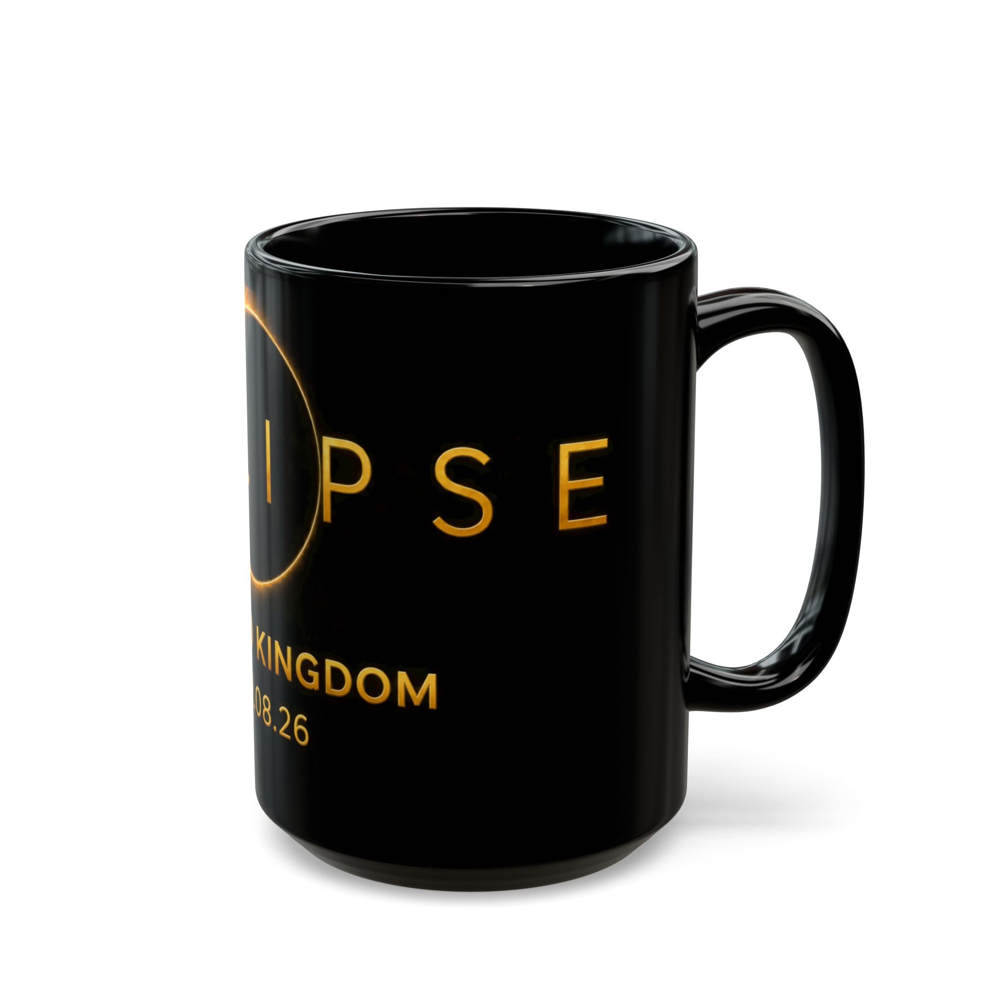 Eclipse 2026 Souvenir Mug — United Kingdom 12.08.26 Black Ceramic