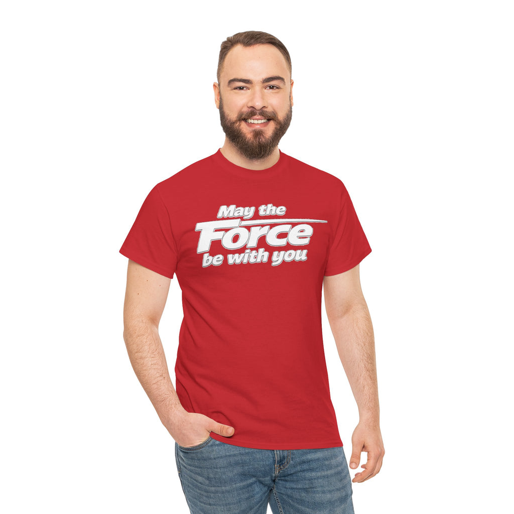"May the Force Be With You" Retro Embossed Graphic T‑Shirt —
