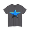Newcastle City Skyline Star Retro Cotton T-Shirt — Blue Star with Urban Skyline Graphic