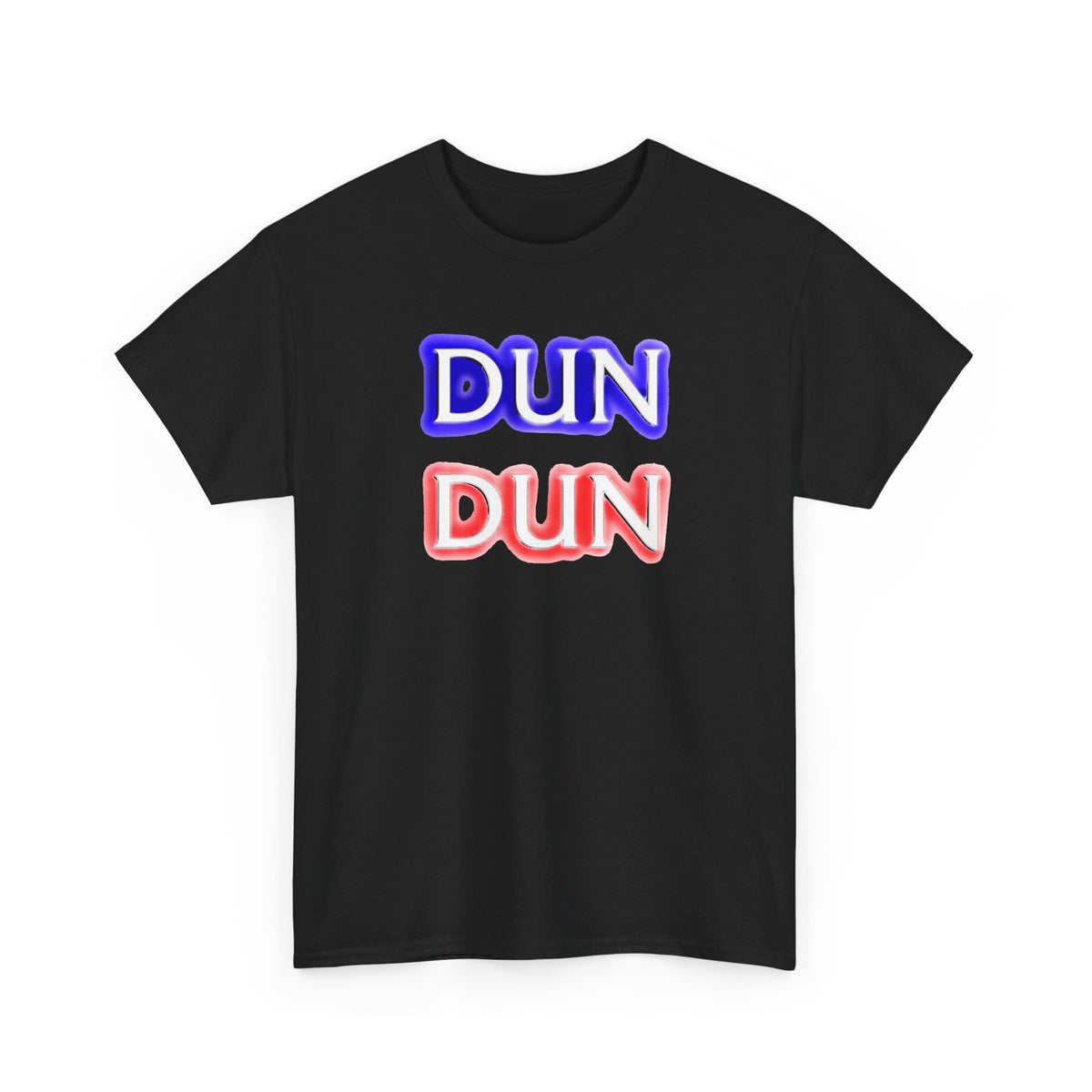 DUN DUN / Law & Order Graphic Tee — Retro Red & Blue Text Shirt