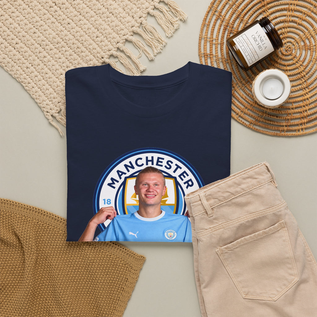 Manchester City Erling Haaland Inspired Cotton T-Shirt Tee — Player Celebratory Graphic T-Shirt