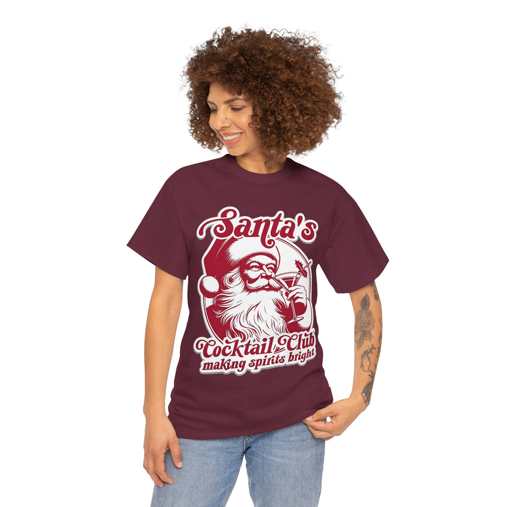 Santa’s Cocktail Club Tee — "Making Spirits Bright" Christmas Shirt