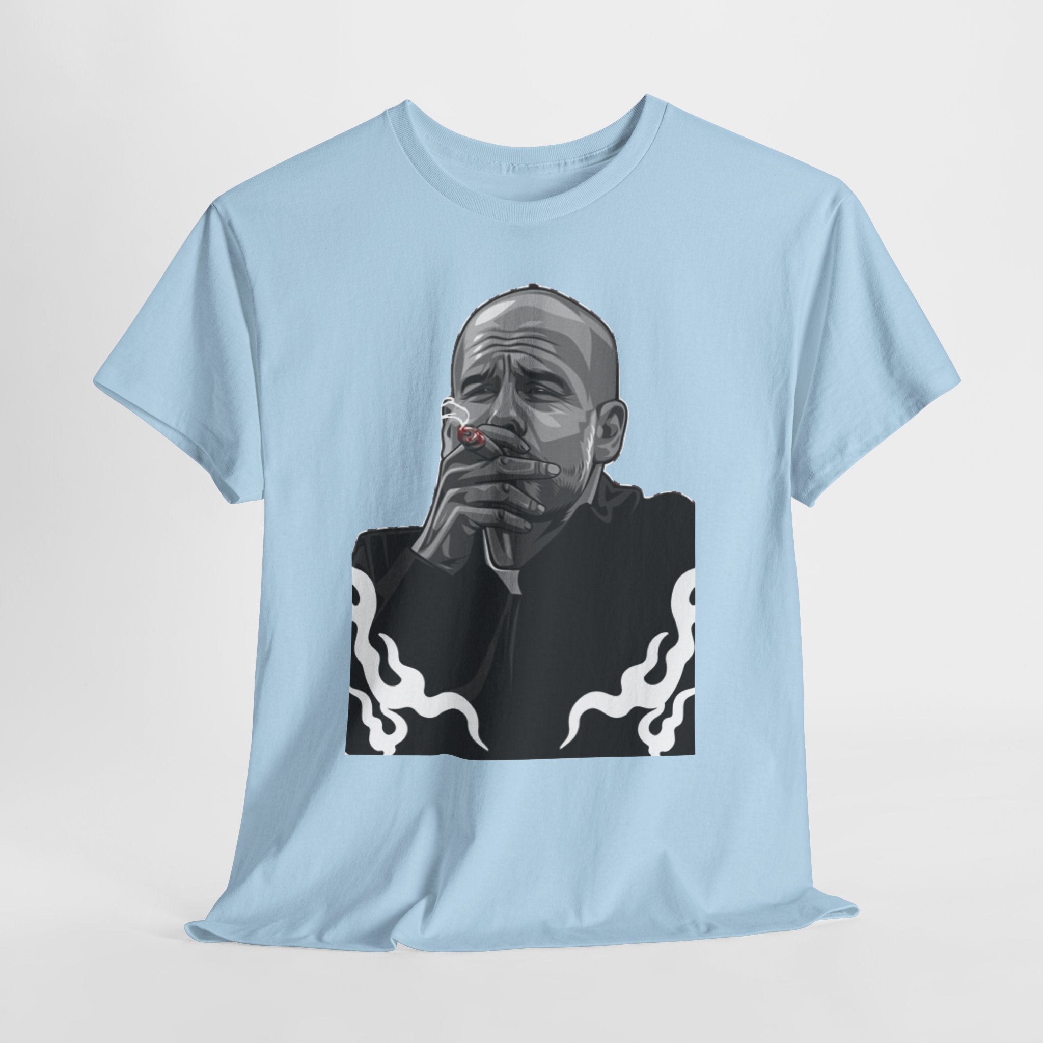 Pep Guardiola Smoking Portrait T‑Shirt — Moody Graphic Tee