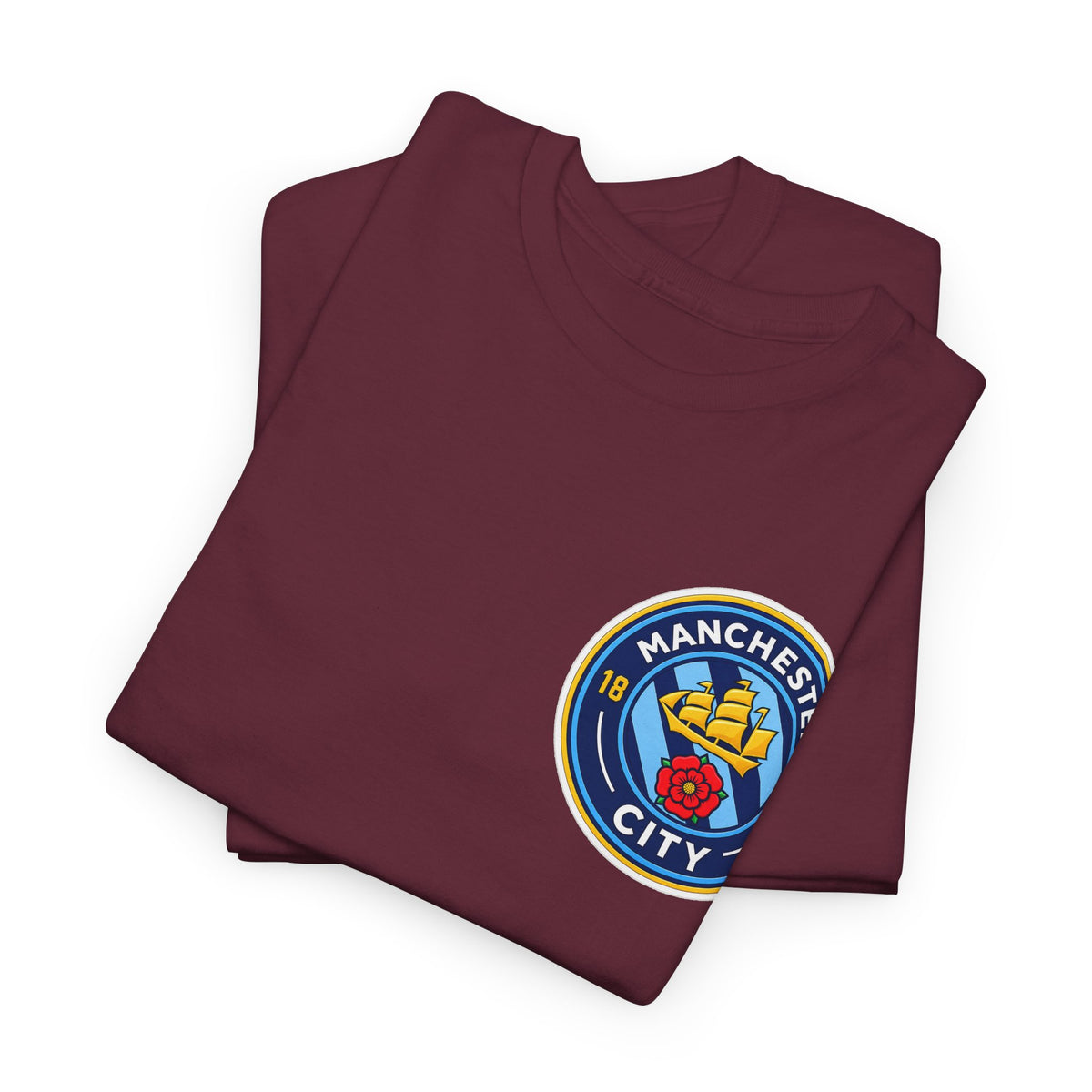 Manchester City Inspired Crest T‑Shirt – Circular Badge Chest Logo Tee