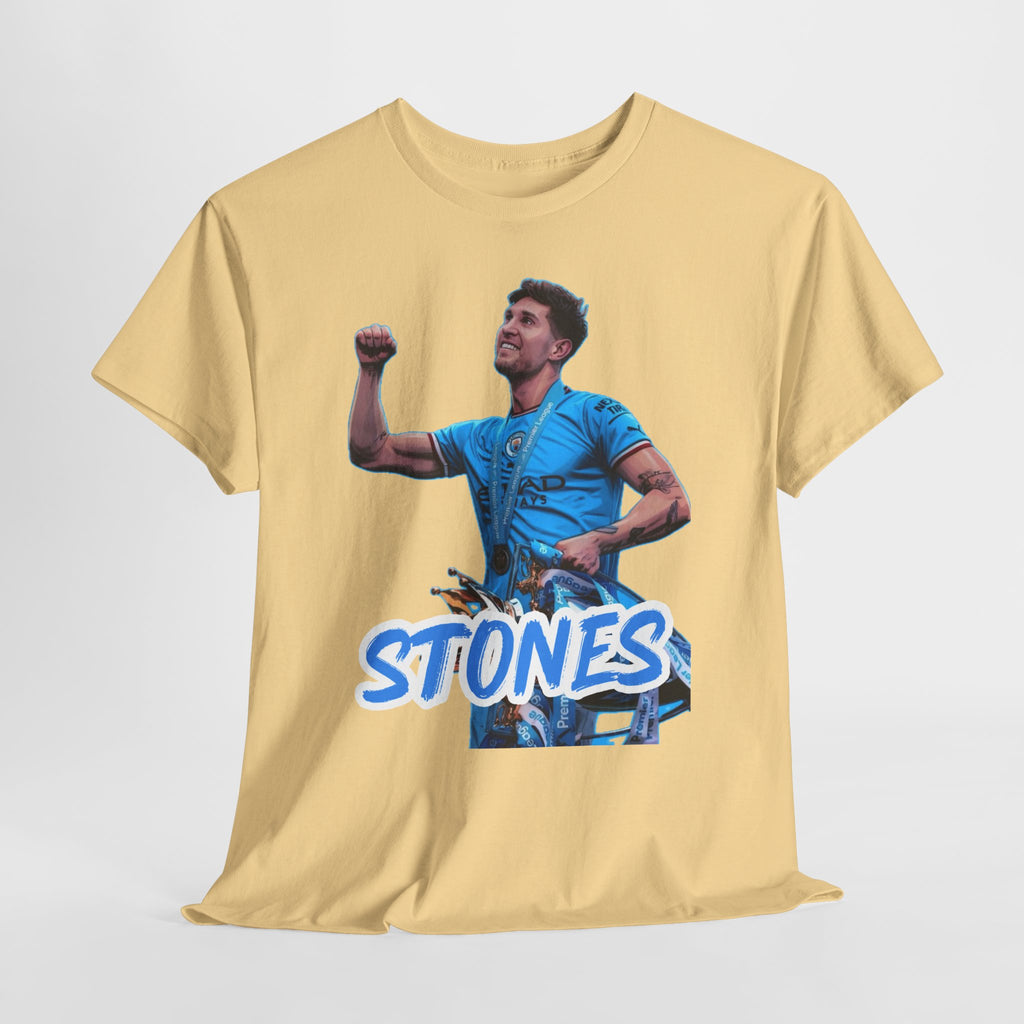 John Stones Manchester City Soccer Fan Tee — Blue Player Graphic T-Shirt