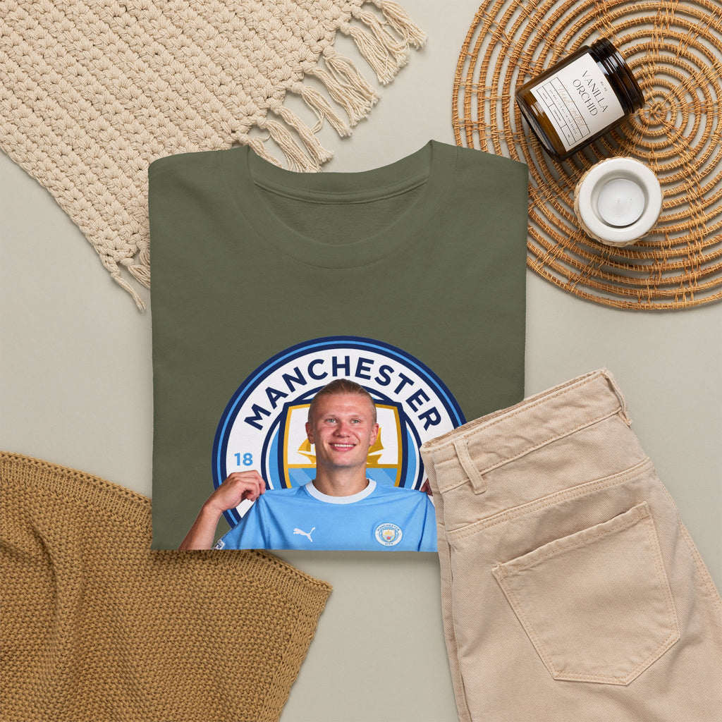 Manchester City Erling Haaland Inspired Cotton T-Shirt Tee — Player Celebratory Graphic T-Shirt