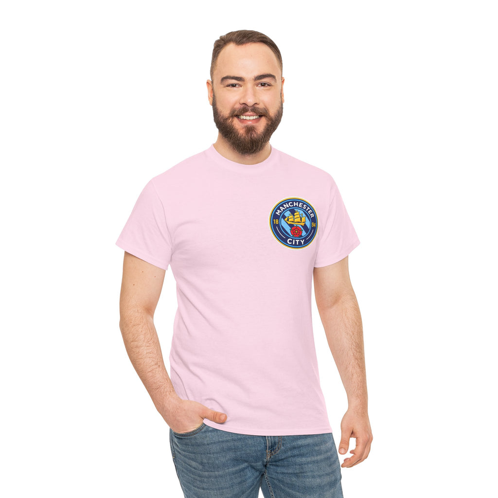 Manchester City Inspired Crest T‑Shirt – Circular Badge Chest Logo Tee