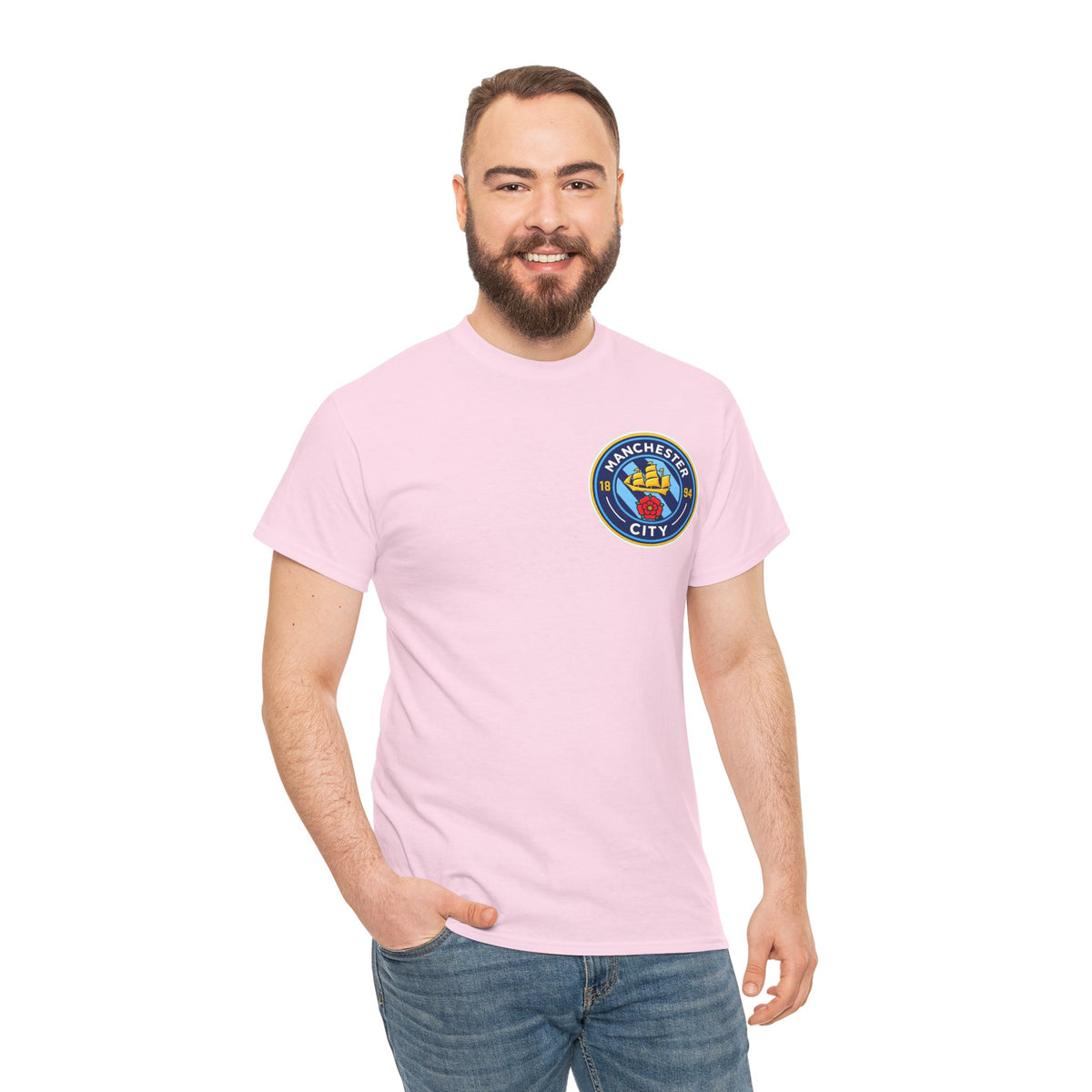 Manchester City Inspired Crest T‑Shirt – Circular Badge Chest Logo Tee