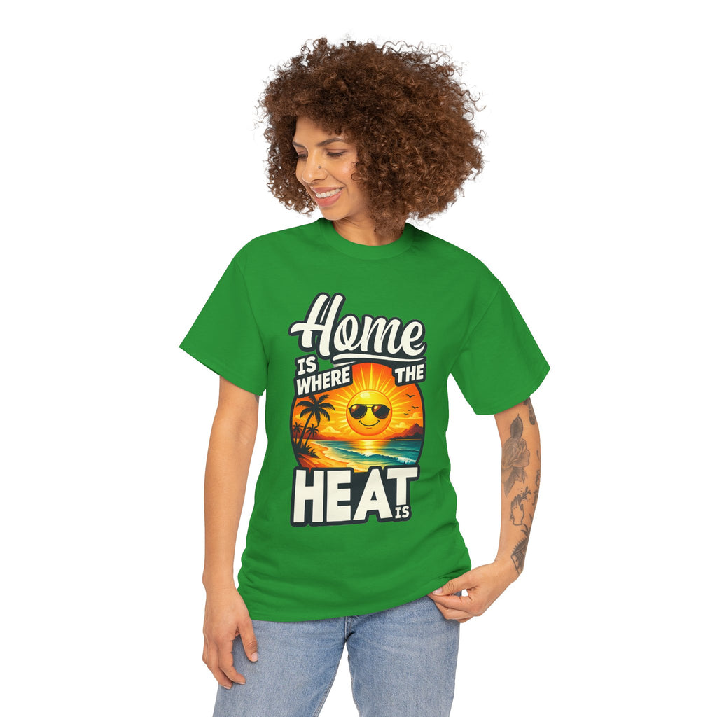 Home Is Where The Heat Is T-Shirt — Retro Beach Sunset Tee