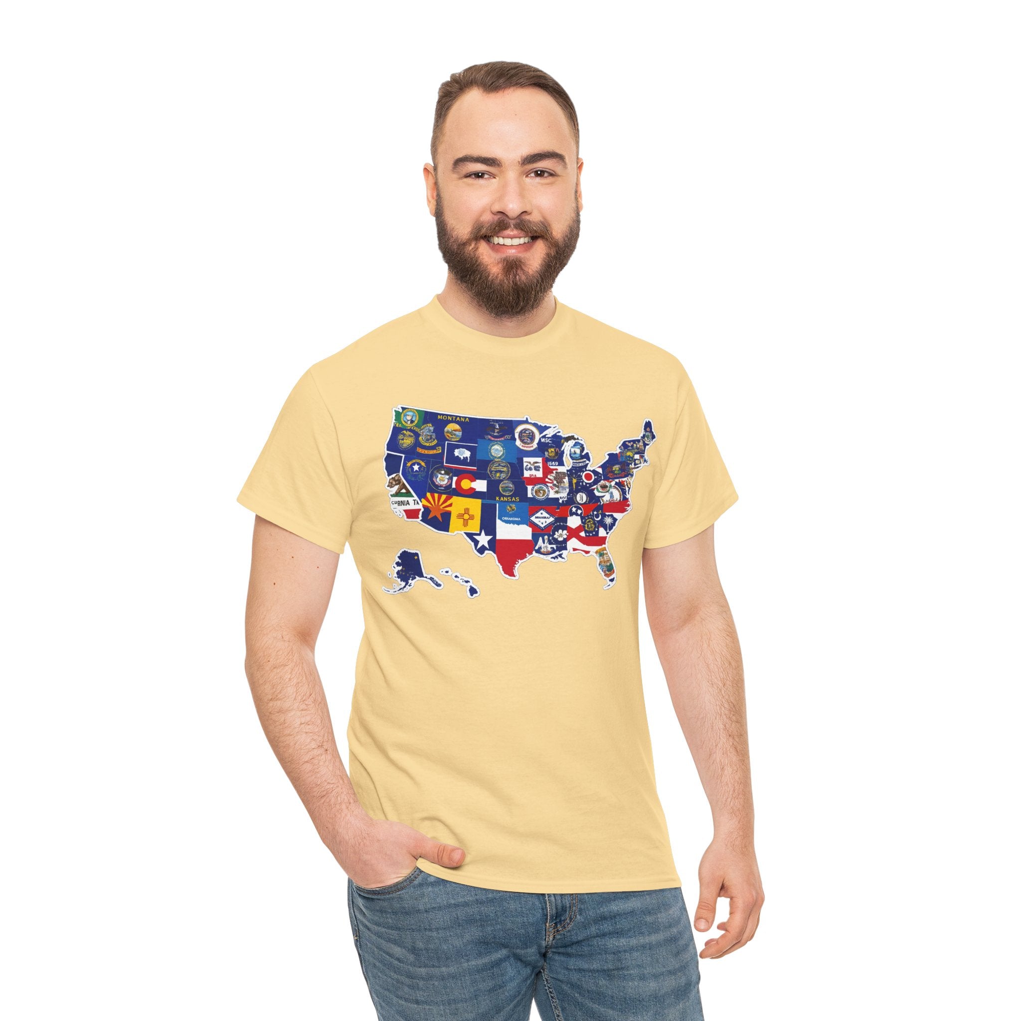 USA Map Flag T-Shirt — United States State Flag Map Tee