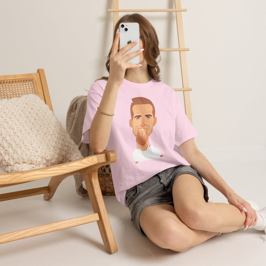 Harry Kane England Caricature Portrait Tee — Minimal Male Face Graphic Cotton T-Shirt