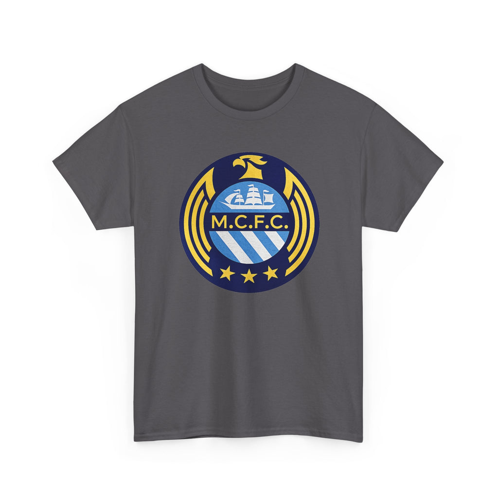 MCFC Crest T-Shirt — Vintage Blue & Gold Soccer Tee