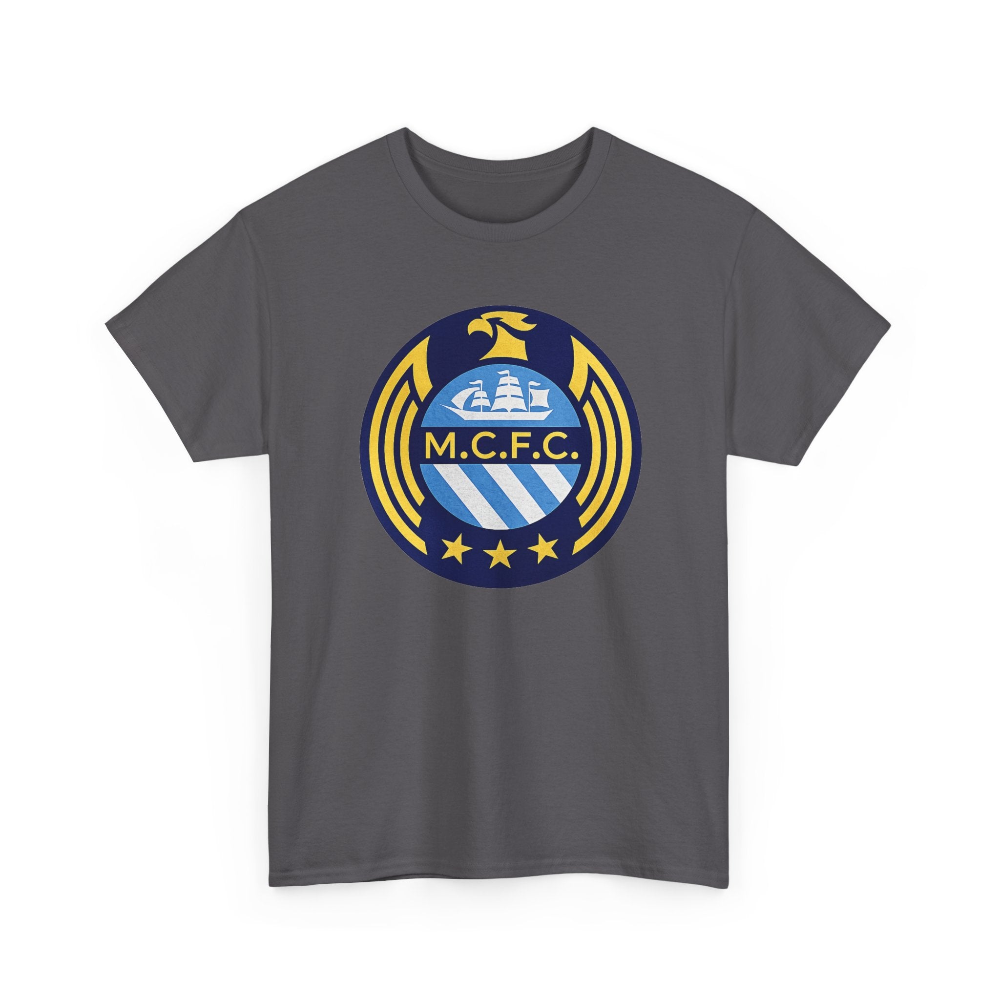 MCFC Crest T-Shirt — Vintage Blue & Gold Soccer Tee