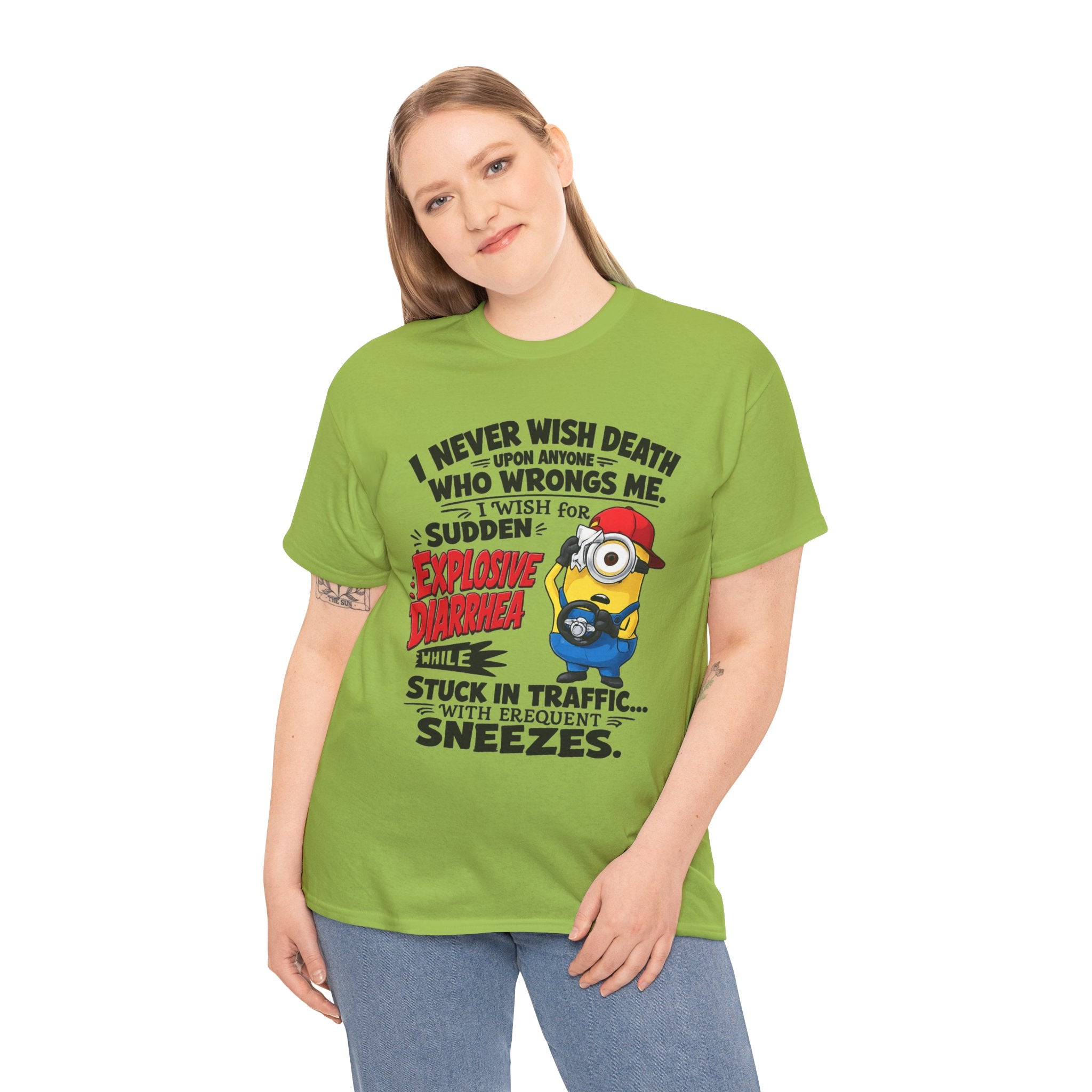 Funny Minion Traffic Tee — "Explosive Diarrhea" Humorous Graphic T-Shirt